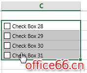 Excel 中如何一次插入多个复选框